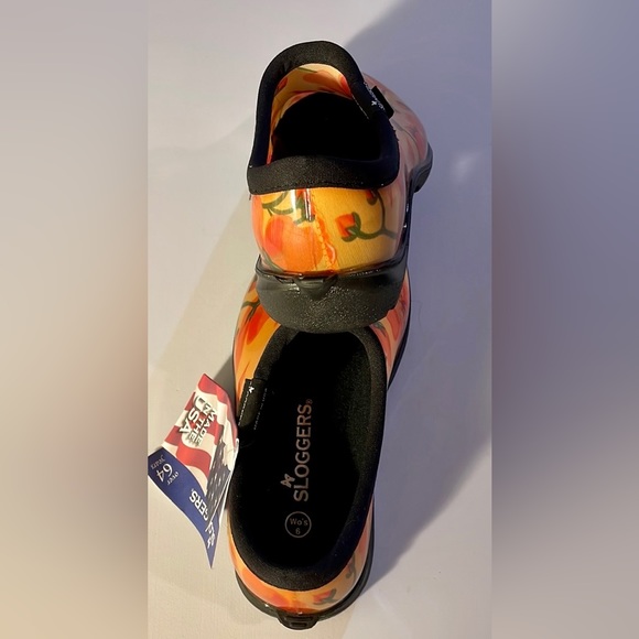 Sloggers Water Shoes Mustard Yellow Orange Floral Perfect Garden Shoes New - Picture 2 of 6